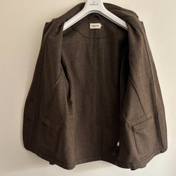 Taylor Stitch Olive Brown Wool Tweed Norfolk Hunting Jacket / Blazer - 42 Large - Picture 16 of 16